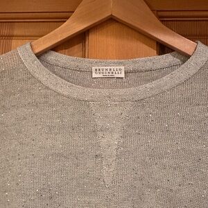 BRUNELLO CUCINELLI  Light Gray Crewneck Sweater with mini sequins